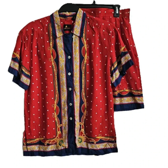 Liz Sport Pants - Vintage Liz Sport Print Red Short Set